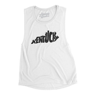 Kentucky State Shape Text Women's Flowey Scoopneck Muscle Tank-White-Allegiant Goods Co. Vintage Sports Apparel