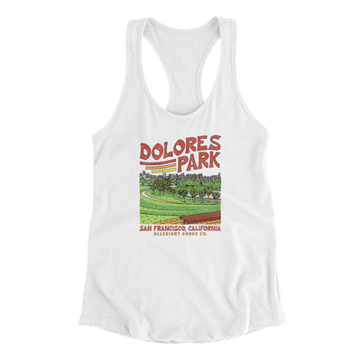Dolores Park Women's Racerback Tank-White-Allegiant Goods Co. Vintage Sports Apparel