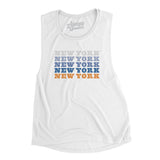 New York Repeat Women's Flowey Scoopneck Muscle Tank-White-Allegiant Goods Co. Vintage Sports Apparel