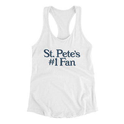 St Pete's Number 1 Fan Women's Racerback Tank-White-Allegiant Goods Co. Vintage Sports Apparel