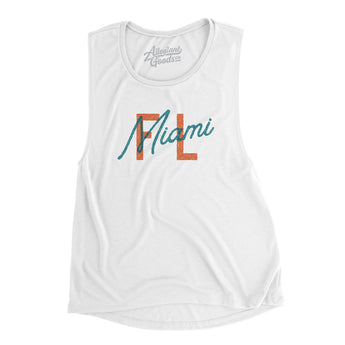 Miami Fl Overprinted Women's Flowey Scoopneck Muscle Tank-Allegiant Goods Co. Vintage Sports Apparel