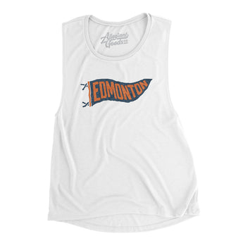 Edmonton Pennant Women's Flowey Scoopneck Muscle Tank-White-Allegiant Goods Co. Vintage Sports Apparel