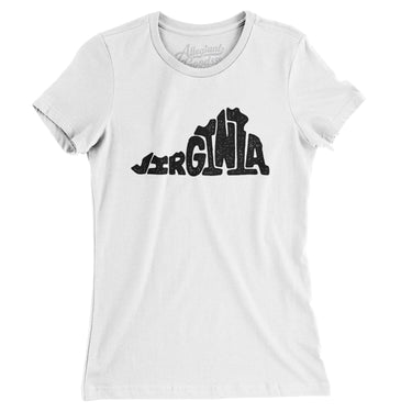 Virginia State Shape Text Women's T-Shirt-White-Allegiant Goods Co. Vintage Sports Apparel
