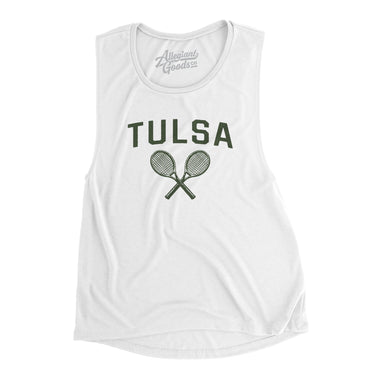 Tulsa Tennis Women's Flowey Scoopneck Muscle Tank-White-Allegiant Goods Co. Vintage Sports Apparel