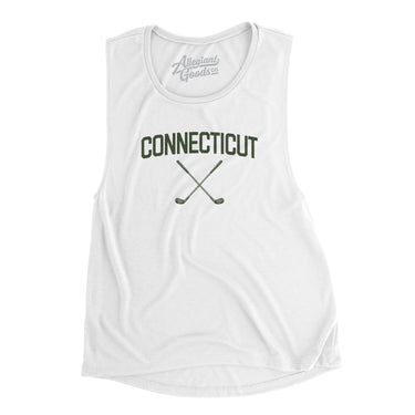 Connecticut Golf Women's Flowey Scoopneck Muscle Tank-White-Allegiant Goods Co. Vintage Sports Apparel