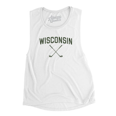 Wisconsin Golf Women's Flowey Scoopneck Muscle Tank-White-Allegiant Goods Co. Vintage Sports Apparel