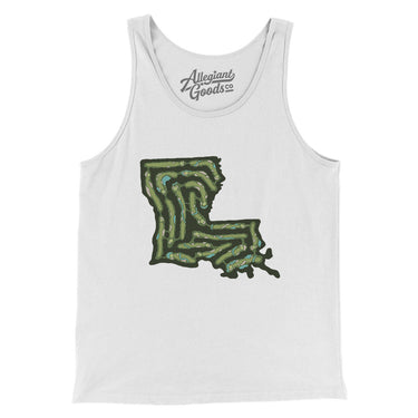 Louisiana Golf Course Map Men/Unisex Tank Top-White-Allegiant Goods Co. Vintage Sports Apparel