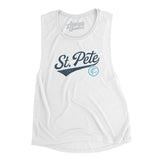 St Pete Vintage Script Women's Flowey Scoopneck Muscle Tank-White-Allegiant Goods Co. Vintage Sports Apparel