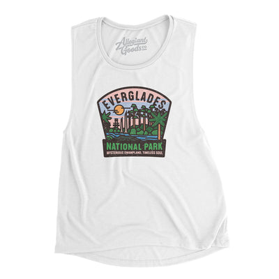Everglades National Park Badge Women's Flowey Scoopneck Muscle Tank-White-Allegiant Goods Co. Vintage Sports Apparel