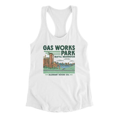 Gas Works Park Women's Racerback Tank-White-Allegiant Goods Co. Vintage Sports Apparel