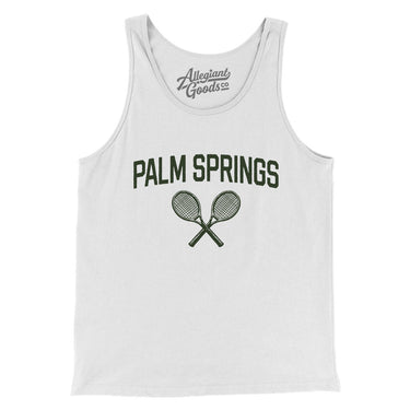 Palm Springs Tennis Men/Unisex Tank Top-White-Allegiant Goods Co. Vintage Sports Apparel