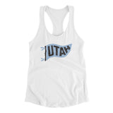 Utah Pennant Women's Racerback Tank-White-Allegiant Goods Co. Vintage Sports Apparel