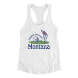 I Have A Tee Time In Montana Women's Racerback Tank-White-Allegiant Goods Co. Vintage Sports Apparel