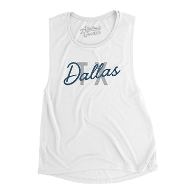 Dallas Tx Overprinted Women's Flowey Scoopneck Muscle Tank-Allegiant Goods Co. Vintage Sports Apparel