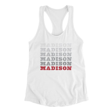 Madison Repeat Women's Racerback Tank-White-Allegiant Goods Co. Vintage Sports Apparel
