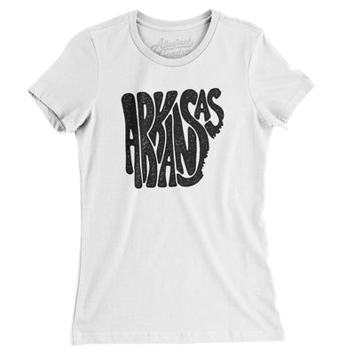 Arkansas State Shape Text Women's T-Shirt-White-Allegiant Goods Co. Vintage Sports Apparel