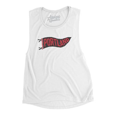 Portland Pennant Women's Flowey Scoopneck Muscle Tank-White-Allegiant Goods Co. Vintage Sports Apparel