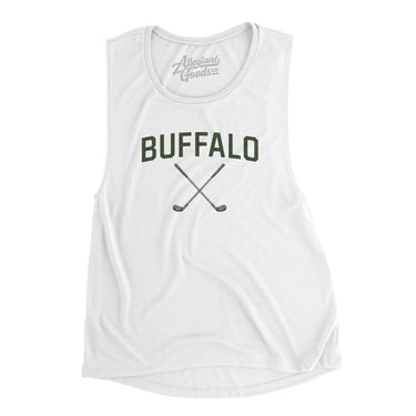 Buffalo Golf Women's Flowey Scoopneck Muscle Tank-White-Allegiant Goods Co. Vintage Sports Apparel