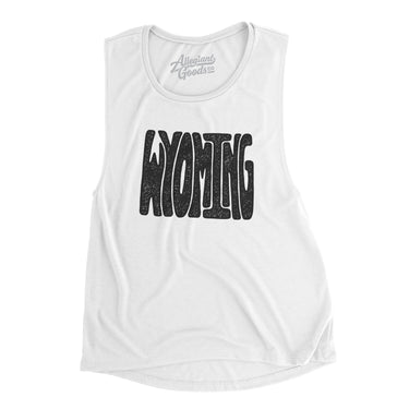 Wyoming State Shape Text Women's Flowey Scoopneck Muscle Tank-Allegiant Goods Co. Vintage Sports Apparel