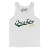 Green Bay Vintage Script Men/Unisex Tank Top-White-Allegiant Goods Co. Vintage Sports Apparel