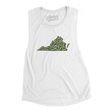 Virginia Golf Course Women's Flowey Scoopneck Muscle Tank-White-Allegiant Goods Co. Vintage Sports Apparel