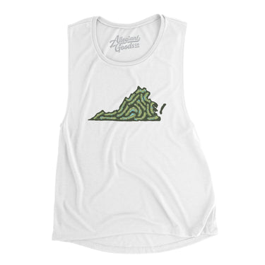 Virginia Golf Course Women's Flowey Scoopneck Muscle Tank-White-Allegiant Goods Co. Vintage Sports Apparel
