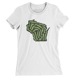 Wisconsin Golf Course Map Women's T-Shirt-White-Allegiant Goods Co. Vintage Sports Apparel