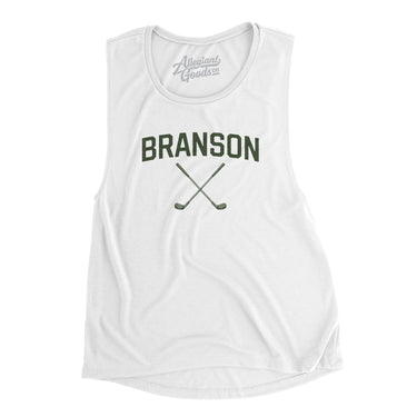 Branson Golf Women's Flowey Scoopneck Muscle Tank-White-Allegiant Goods Co. Vintage Sports Apparel