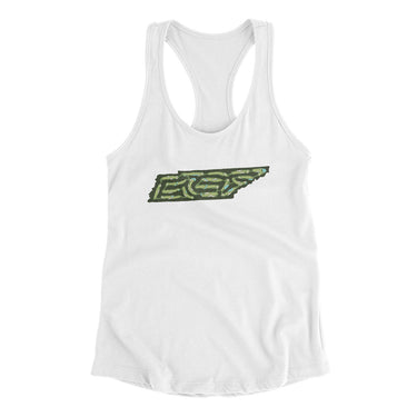 Tennessee Golf Course Map Women's Racerback Tank-White-Allegiant Goods Co. Vintage Sports Apparel