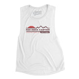 Red Rock Canyon Sunset Women's Flowey Scoopneck Muscle Tank-White-Allegiant Goods Co. Vintage Sports Apparel