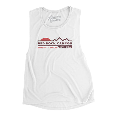 Red Rock Canyon Sunset Women's Flowey Scoopneck Muscle Tank-White-Allegiant Goods Co. Vintage Sports Apparel