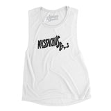 Massachusetts State Shape Text Women's Flowey Scoopneck Muscle Tank-Allegiant Goods Co. Vintage Sports Apparel