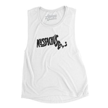 Massachusetts State Shape Text Women's Flowey Scoopneck Muscle Tank-Allegiant Goods Co. Vintage Sports Apparel