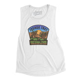 Joshua Tree National Park Badge Women's Flowey Scoopneck Muscle Tank-White-Allegiant Goods Co. Vintage Sports Apparel