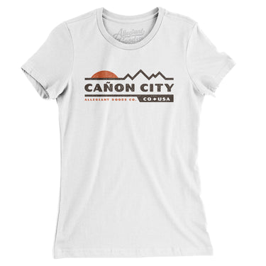 Cañon City Mountain Sunset Women's T-Shirt-White-Allegiant Goods Co. Vintage Sports Apparel