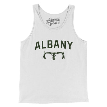 Albany Cycling Men/Unisex Tank Top-White-Allegiant Goods Co. Vintage Sports Apparel