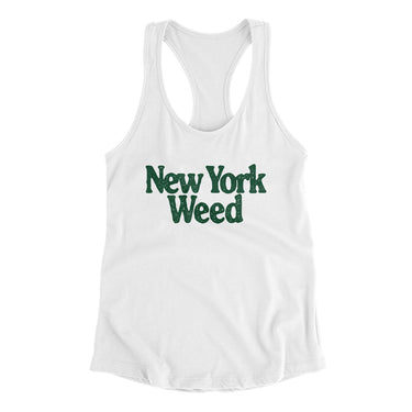 New York Weed Women's Racerback Tank-White-Allegiant Goods Co. Vintage Sports Apparel