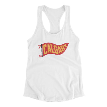 Calgary Pennant Women's Racerback Tank-White-Allegiant Goods Co. Vintage Sports Apparel