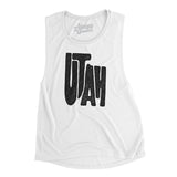 Utah State Shape Text Women's Flowey Scoopneck Muscle Tank-White-Allegiant Goods Co. Vintage Sports Apparel