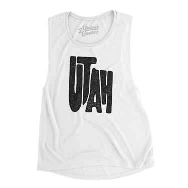 Utah State Shape Text Women's Flowey Scoopneck Muscle Tank-White-Allegiant Goods Co. Vintage Sports Apparel