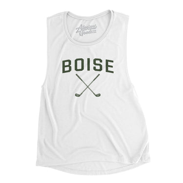 Boise Golf Women's Flowey Scoopneck Muscle Tank-White-Allegiant Goods Co. Vintage Sports Apparel