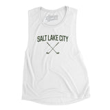 Salt Lake City Golf Women's Flowey Scoopneck Muscle Tank-White-Allegiant Goods Co. Vintage Sports Apparel