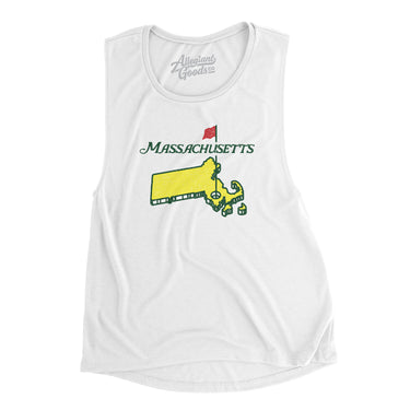 Massachusetts Golf Women's Flowey Scoopneck Muscle Tank-White-Allegiant Goods Co. Vintage Sports Apparel