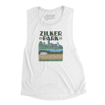 Zilker Park Women's Flowey Scoopneck Muscle Tank-White-Allegiant Goods Co. Vintage Sports Apparel