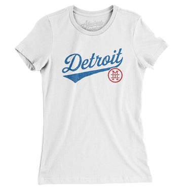 Detroit Vintage Script Women's T-Shirt-White-Allegiant Goods Co. Vintage Sports Apparel