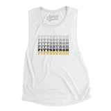 Pittsburgh Repeat Women's Flowey Scoopneck Muscle Tank-White-Allegiant Goods Co. Vintage Sports Apparel