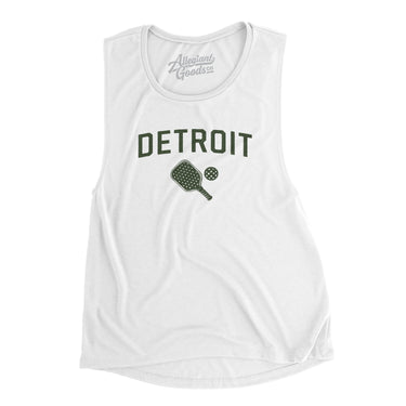 Detroit Pickleball Women's Flowey Scoopneck Muscle Tank-White-Allegiant Goods Co. Vintage Sports Apparel
