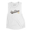 San Diego Vintage Script Women's Flowey Scoopneck Muscle Tank-White-Allegiant Goods Co. Vintage Sports Apparel