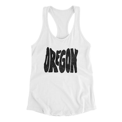 Oregon State Shape Text Women's Racerback Tank-White-Allegiant Goods Co. Vintage Sports Apparel