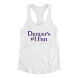 Denver's Number 1 Fan Women's Racerback Tank-White-Allegiant Goods Co. Vintage Sports Apparel